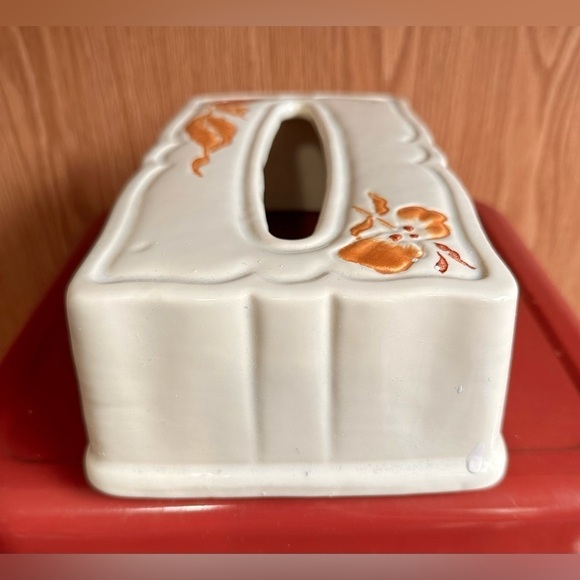 Vtg Royal Haeger 2 Piece Bathroom Set Tissue Cover Cup Ceramic Ivory Cream MCM - Picture 5 of 16